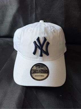 New Era White Cap with Navy NY Embroidery Adjustable